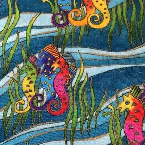 Laurel Burch Seahorse Quilting Fabric Ocean Songs One Yard Cut